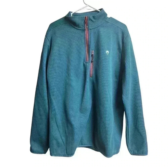 The Southern Shirt Co. Keeler 1/4 Zip Pullover in Indian Teal Size Medium - Picture 2 of 10